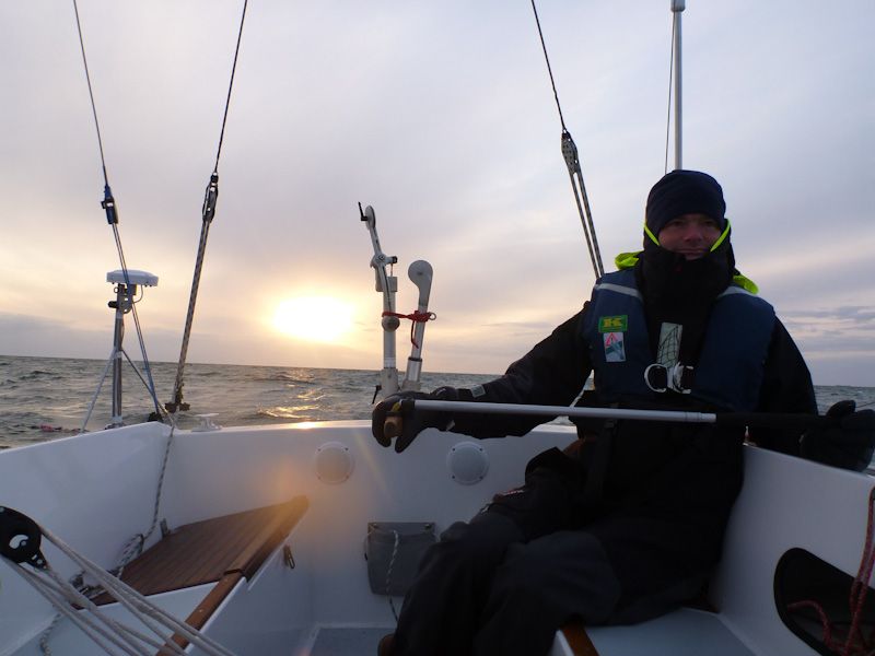 Abendstimmung an Bord vor Warnemünde.