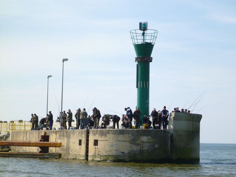 Die Einfahrt ist ein Spalier von Anglern...